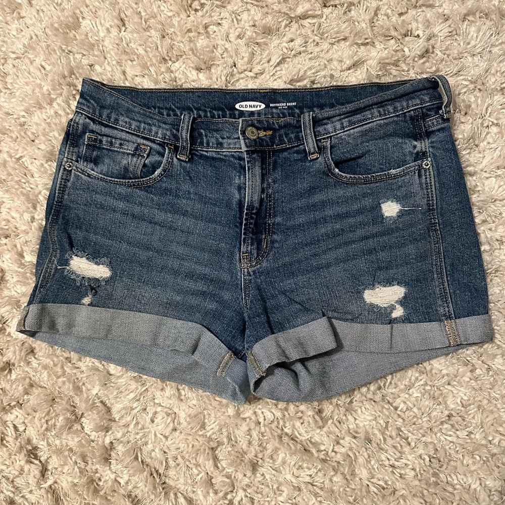 Old Navy Boyfriend Mid-Rise Jean Shorts with Distressed Details